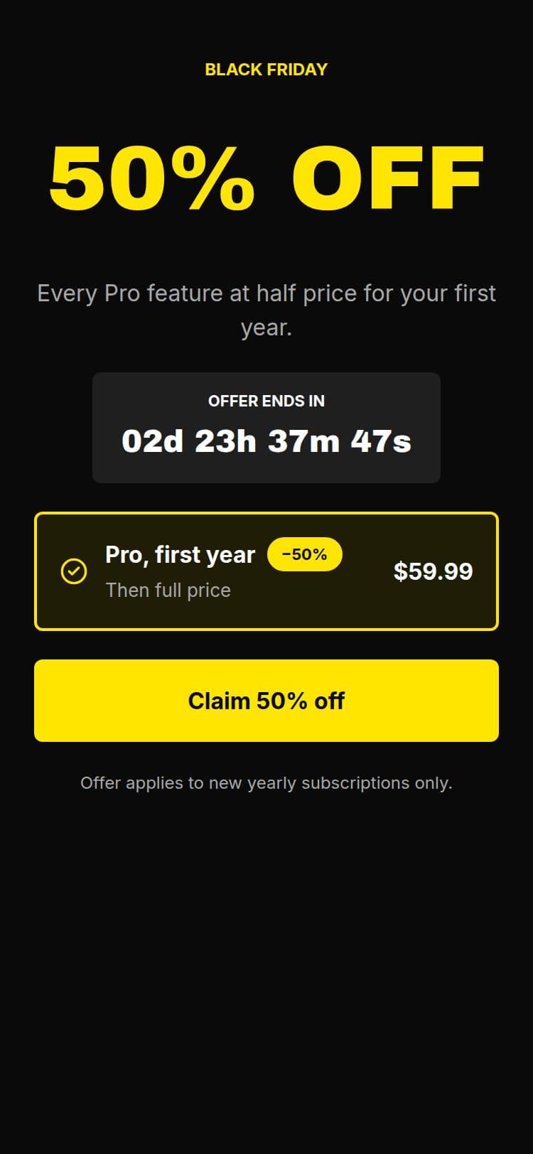 Black Friday template, light mode