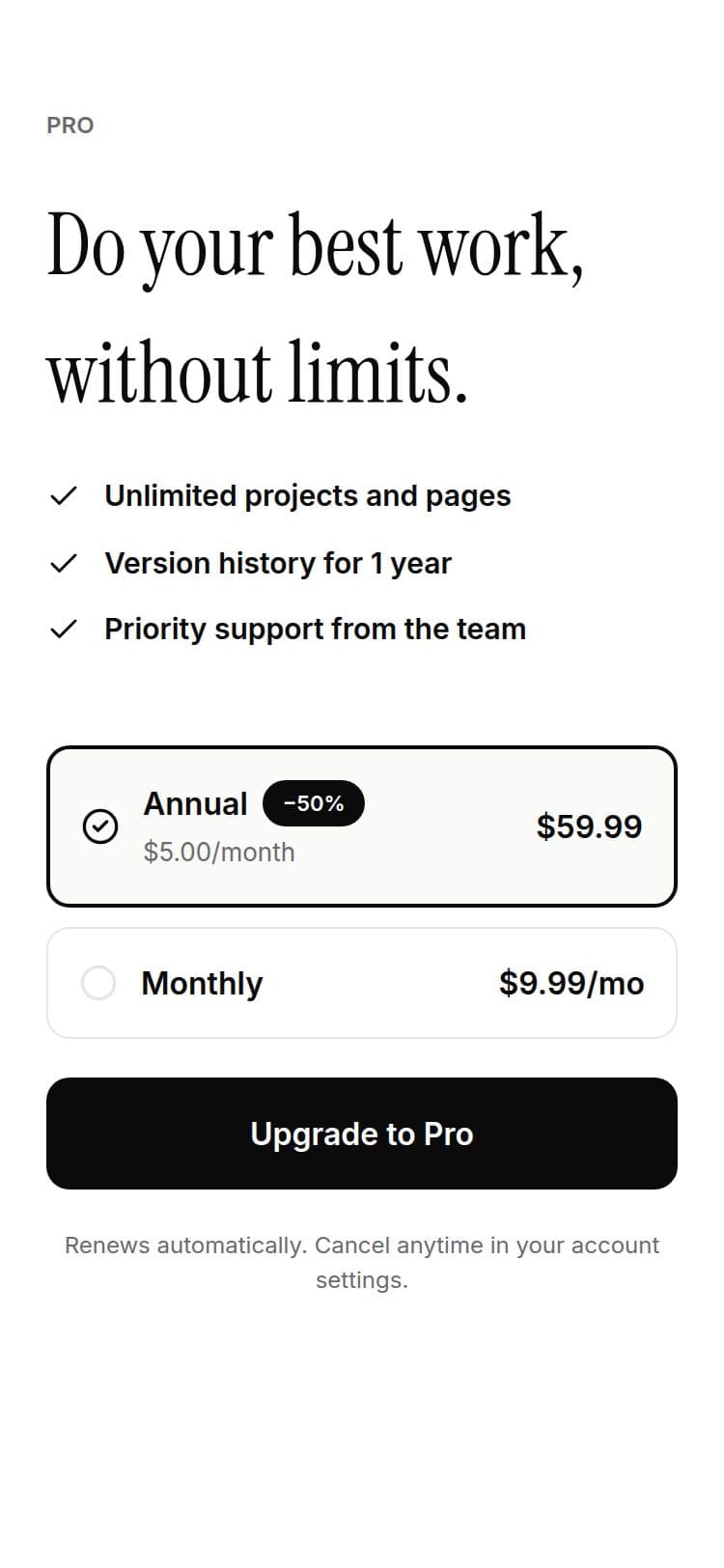 Minimal Pro template, light mode