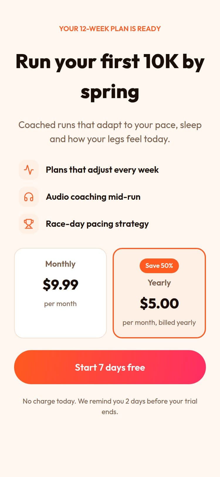 Morning Run template, light mode